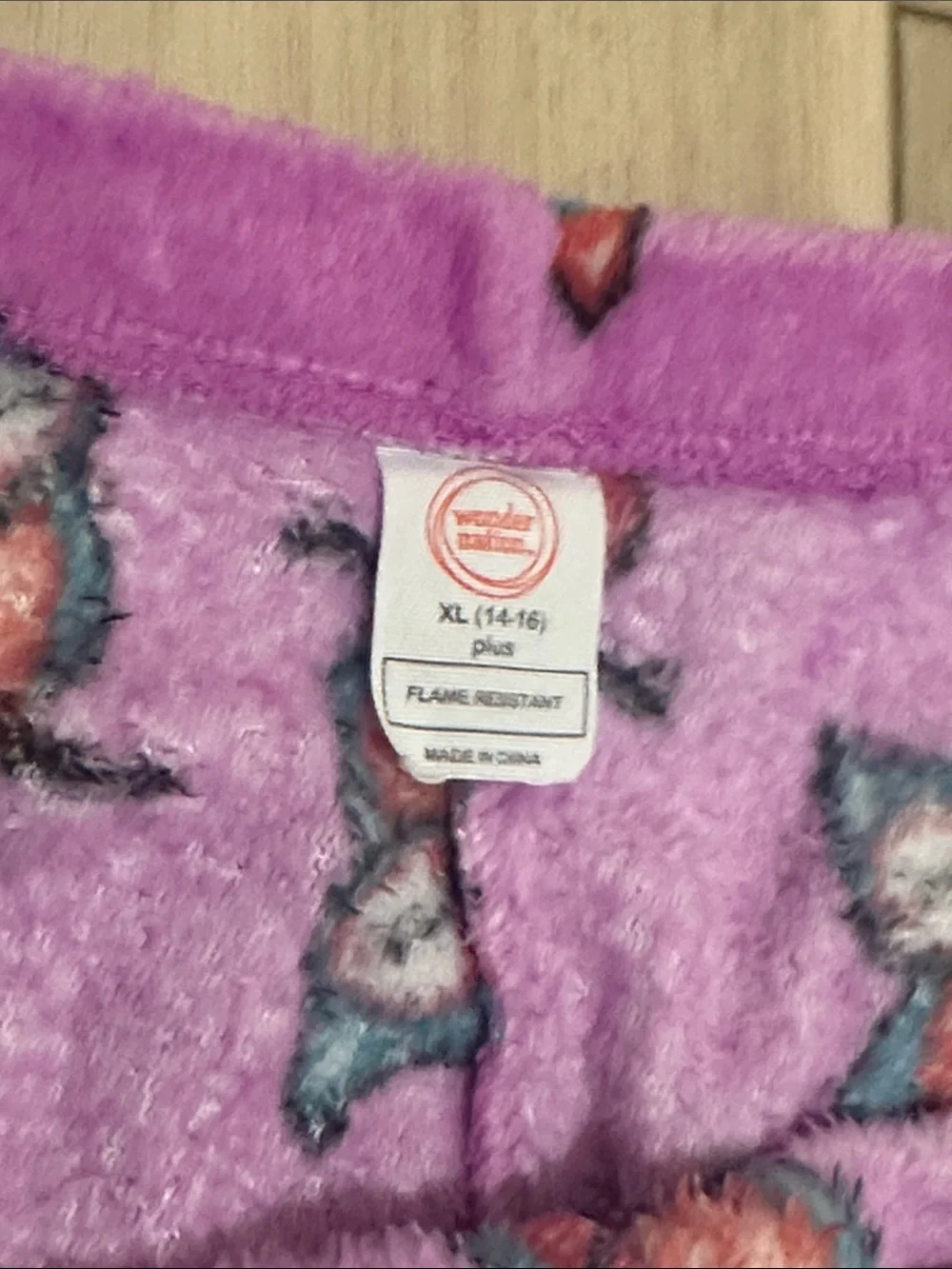 wonder nation Brand Purple Plush Owl Pajama Bottoms Girls Size XL 14 16